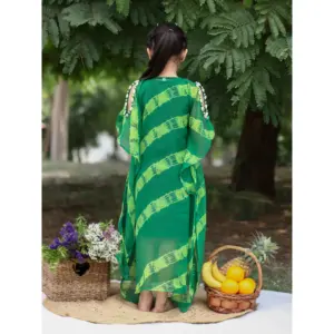 Beryl Green Pure Chiffon <b>Kaftan</b> for <b>Kids</b> Outdoor Shirts & Tops - Product Image 5