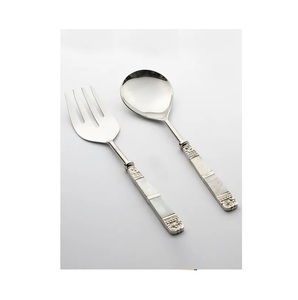 Gold Plated Salad Server With <b>Black</b> Coated Handle New Design metal Salad Server In Wholesale Price Latest <b>Cutlery</b> New Flatware - Product Image 5