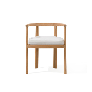 Silla Emma Hecha de Madera de Teca Sólida con Asientos Acolchados para Interiores o Exteriores con Acabado Natural - Product Image 1