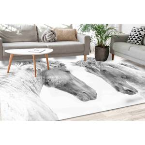 Alfombra con diseño de dos caballos: decoración rústica, alfombra antideslizante, alfombra estampada, alfombra delgada no tejida - Product Image 1