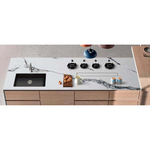 Grande dalle de quartz cristallin noir jade Unionstone, imperméable, design moderne pour application murale - Product Image 2