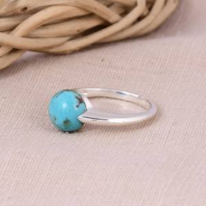 Anillo de sello de plata de ley turquesa Kingman, joyería Bohemia Unisex hecha a mano, anillo de piedras preciosas del sudoeste, regalo para él o ella - Product Image 5