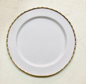 Assiettes de présentation en aluminium avec bordure en bambou, assiettes de présentation en aluminium, assiettes de présentation pour le dîner - Product Image 1