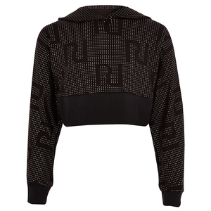 Sudadera con Capucha Corta Personalizada para Mujer, Manga Larga, Estampada, de Forro Polar Transpirable, para Entrenamiento, Estilo Urbano, con Detalle de Pedrería y Logotipo Frontal - Product Image 5