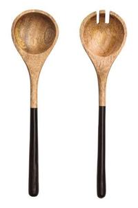 Ensemble de service à salade en bois d'acacia à poignée en résine, service de service à salade Unique, ensemble de couverts avec accessoires de cuisine en bois d'olive 100% - Product Image 3