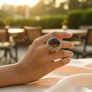 Bague statement bohème en topaze faite à la main pour femmes en argent 925 - Product Image 2