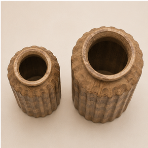 Juego de Jarrones de Madera de Acacia Hechos a Mano, Jarrones Redondos Rústicos Decorativos para Mesa - Product Image 3
