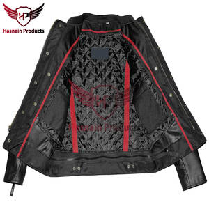 Chaqueta de cuero de invierno de alta moda para hombre con cierre de cremallera personalizable cubierta de botón 2 bolsillos con cremallera en el pecho estilo de calle alta - Product Image 3