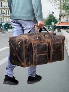 กระเป๋าเดินทางหนังบัฟฟาโลคุณภาพสูงระดับพรีเมียม ดีไซน์ทันสมัย ผลิตด้วยมืออย่างหรูหรา พร้อมโลโก้สั่งทำพิเศษ หนังแท้จากฟาร์มบัฟฟาโล - Product Image 4