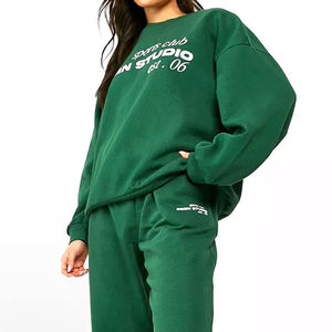 Trajes de sudor de algodón de talla XL para mujer, ropa de invierno sólida con logotipo personalizado ajustado largo, estilo informal para estampado Puff, Fitness, gimnasio - Product Image 2