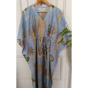 Robe kaftan à taille élastique à imprimé floral gris ciel pour les invitées de mariage - Product Image 6