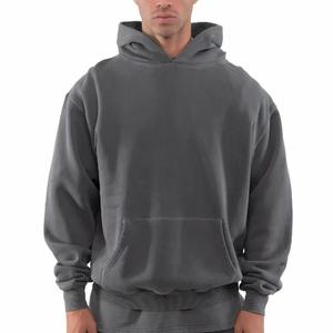 Sweat à capuche et sweat-shirt pour hommes personnalisés en gros nouveau coton éponge français surdimensionné couleur unie avec des techniques brodées pour l'automne - Product Image 5