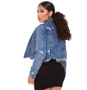 Vestes en jean denim pour femmes à la mode personnalisées Vestes en jean à manches longues vêtements d'hiver Vestes en jean surdimensionnées - Product Image 2