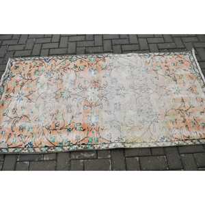 Alfombra Vintage de 3.4x6.5 pies, Alfombra Turca de Lana con Rayas Azules - Product Image 3