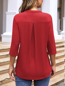 Blusas de Manga Larga para Mujer, con Cierre, Holgadas, con Leggings, Cuello en V, Estilo Casual de Negocios, Elegantes - Product Image 5