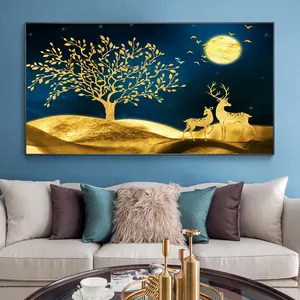 2023 modern three landscape paintings home decoration wall frame painting crystal porcelain painting abstract