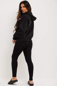 Sweat à capuche surdimensionné noir pour femme imprimé Chicago sur toute la longueur Sweats à capuche anti-rides et respirants pour femme Gym Sweat à capuche zippé - Product Image 5