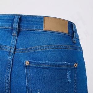 Jeans en coton skinny pour femmes de haute qualité, pantalon en denim à jambe droite déchiré, design élégant, technique lavée, pantalon décontracté tendance - Product Image 5