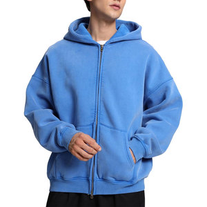 Sweat à capuche surdimensionné de qualité supérieure pour hommes, logo personnalisé, coton, molleton français, lavage à l'acide, double fermeture éclair, fabricants de sweats à capuche OEM - Product Image 1