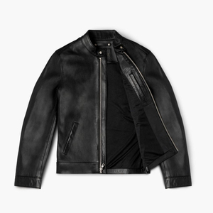 Best Selling Men's Slim Winter Jacket Customized Design <b>Leather</b> <b>Top</b> Unique Features Black Stand Collar Zipper Waterproof <b>High</b> - Product Image 1