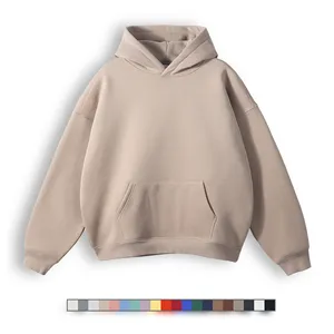 Baggy blanc coton de haute qualité épais éponge pull à capuche personnalisé en vrac goutte épaule polaire sweat à capuche surdimensionné