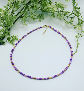 Trendy Colourful Seed Bead Necklaces, Beaded Necklace, Gold Necklace, Fringe Beaded Bandana - Product Image 2