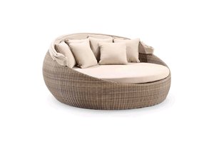 PRSB-001H Poly rattan Round Sunbed - Relax - <b>Recline</b> - Product Image 3