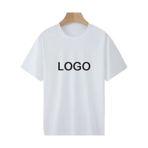 Camiseta en blanco con estampado de logotipo personalizado 2025 de alta calidad para hombre, tela de punto Unisex transpirable de gran tamaño, estampado Digital, patrón sólido - Product Image 4