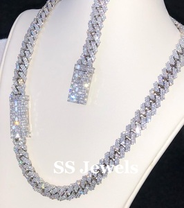 12mm <b>Real</b> VVS1 Moissanite Brilliant Cut Cuban Link Chain BustDown Miami <b>Necklace</b> Rappers Hip Hop Style 22inch 925 Sterling - Product Image 2
