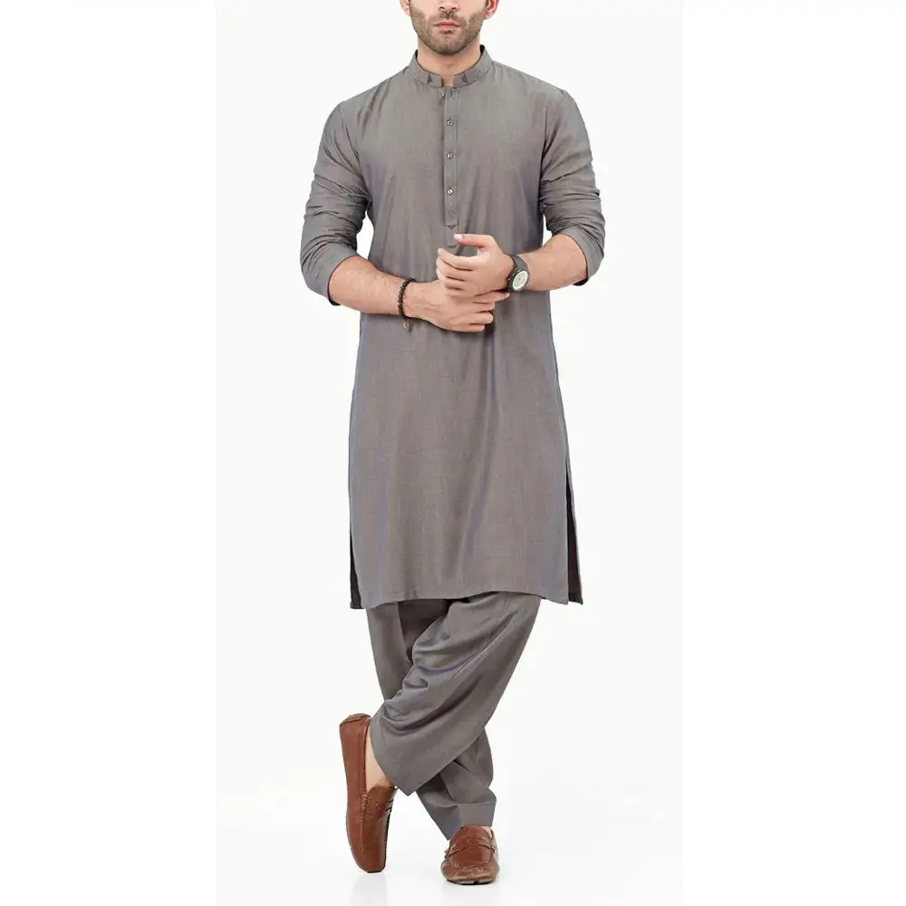 Yeni Kurta tasarım yüksek kalite moda erkek Shalwar Kameez 2 parça dikişli pamuk Salwar Kameez erkekler için