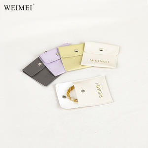 Bolsas de embalaje de joyería pequeñas personalizadas WEIMEI bolsa de joyería de cuero PU con solapa de botón con logotipo - Product Image 6