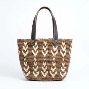 Bolso de Playa de Paja Hecho a Mano, Tejido, con Bordado Floral, Cierre de Cremallera, Forro de Algodón, para Uso Diario al Aire Libre y Fiestas - Product Image 3
