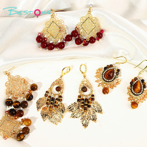 أقراط من حجر عين النمر بتصميم عتيق وبسيط وأنيق، هدية مثالية للنساء - Product Image 1