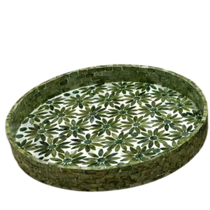 Plateau de service à incrustation de nacre au Design Unique avec forme florale plateau décoratif de haute qualité pour le stockage des fruits au Vietnam - Product Image 1