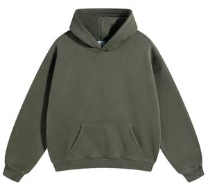 Venta al por mayor OEM 100% algodón orgánico hombres bordado ecológico sudaderas con capucha Premium transpirable pulóver elegante de talla grande - Product Image 5