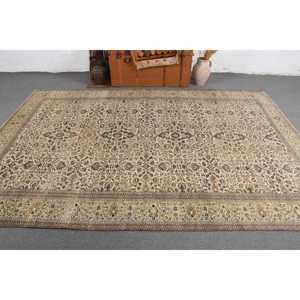 พรมวินเทจขนาด 0.5x9.6 ฟุต, พรมตุรกี, พรมขนสัตว์ลายทางสีเบจฟ้า - Product Image 3