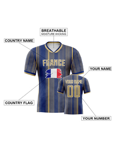 Camiseta de fútbol de Francia personalizada para hombres, mujeres y niños, nombre y número impresos personalizados, Estilo Chaleco, regalos para amantes del fútbol, conjuntos de aficionados - Product Image 4