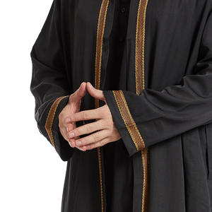 Venta al por mayor árabe Jubbah Thobe bata capa exterior abierta Abaya bordado marroquí Thobes musulmán <span class=keywords><strong>ropa</strong></span> <span class=keywords><strong>de</strong></span> <span class=keywords><strong>hombre</strong></span> - Product Image 3