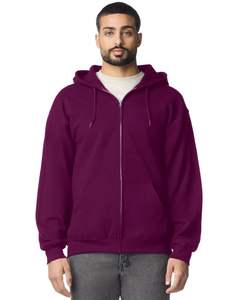 Sudadera con capucha unisex con cremallera completa en color granate oscuro, sudadera con capucha de forro polar con cremallera completa, impresión de logotipo personalizado OEM, ropa informal diaria para hombres y mujeres - Product Image 1