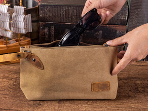 Bolsa de cosméticos de lona de tamaño mediano, estilo vintage, cierre con cremallera, organizador de viaje duradero para hombres y mujeres - Product Image 4