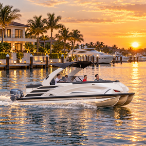 <span class=keywords><strong>Yate</strong></span> Pontón Recreativo Moderno y Personalizado con Motor Fuera de Borda para Pesca Familiar, Cruceros de Fin de Semana y Deportes Acuáticos - Product Image 1