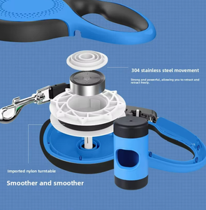 Correa Retráctil de Dos Colores Azul y Negro de 8 Metros con Dispensador de Bolsas para Excrementos - Product Image 6