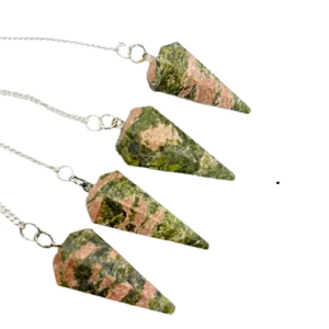 Pendule unakite à cône de haute qualité pendule de radiesthésie à cône à facettes en cristal naturel pour pendules de guérison Reiki à vendre - Product Image 1