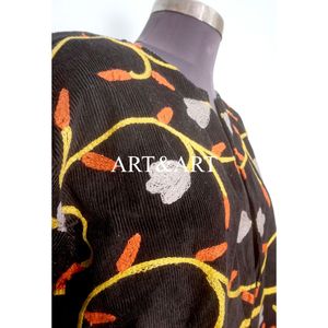 Chaqueta Acolchada con Bordado Floral, Cierre de Botones, Forro de Algodón Hecho a Mano, Ecológica, Transpirable, para Fiestas de Invierno y Otoño - Product Image 3