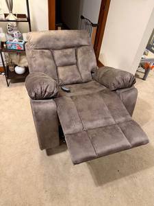 High-Performance Power <b>Recliner</b> Chair With Remote Control Gray Microfiber Electric Lounge <b>Armchair</b> - Product Image 1