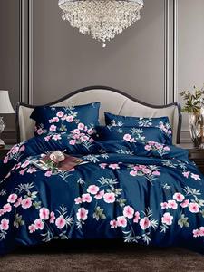 Ensemble de literie confortable moderne à fleurs de qualité supérieure 4 pièces |   Housse de couette et drap-housse 3D |   Remplissage en coton |   500TC |   Toute saison |   Eau - Product Image 5