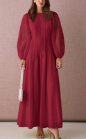 Robe ample à manches longues rouge YKD119, vêtements musulmans islamiques haut de gamme, hijabs, style décontracté, garde-robe quotidienne