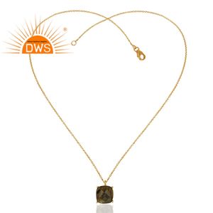 สร้อยคอจี้อัญมณีลาบราดอไรต์ธรรมชาติชุบทอง18K จากผู้ผลิตเครื่องประดับอัญมณี - Product Image 3