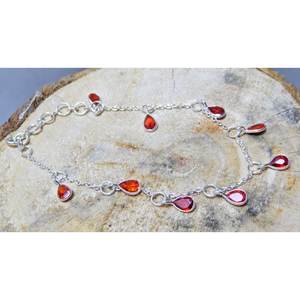 925 Sterling Silver Fine Charm <b>Bracelet</b> Handmade <b>Cubic</b> <b>Zirconia</b> Bezel Gemstone Silver Jewelry with Gift Option - Product Image 1