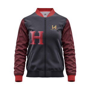 Diseño personalizado Unisex Baseball Varsity Bomber Cuello redondo Cremallera suelta Patchwork Front High Street Chaqueta de primavera bordada - Product Image 5